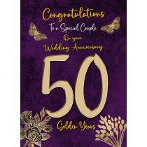 Golden 50th Wedding Anniversary Card (Special Couple)