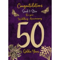 Personalised Golden 50th Wedding Anniversary Card (Special Couple)