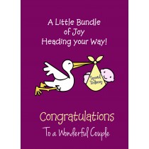 You're Having a Baby Pregnancy Card (Purple, Stork)