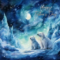 Polar Bear Art Fathers Day Square Card (Design 2)