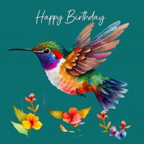 Hummingbird Art Square Birthday Card Design 2