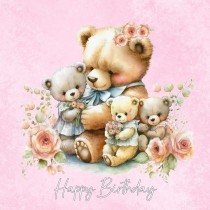 Cute Bear Art Square Birthday Card Design 2