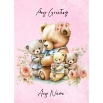 Personalised Cute Bear Art Greeting Card (Birthday, Fathers Day, Any Occasion) Design 2
