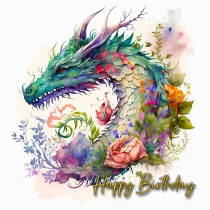 Dragon Watercolour Art Birthday Greeting Card