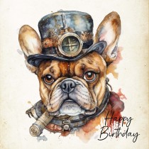 French Bulldog Fantasy Steampunk Square Birthday Card (Design 2)