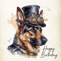German Shepherd Fantasy Steampunk Square Birthday Card (Design 2)