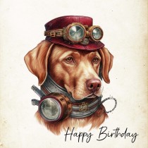 Labrador Fantasy Steampunk Square Birthday Card (Design 2)