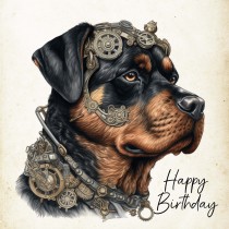 Rottweiler Fantasy Steampunk Square Birthday Card (Design 2)