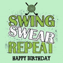 Funny Golf Square Birthday Card (Design 2)
