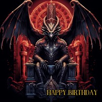 Gothic Fantasy Dragon Birthday Square Card (Design 2)