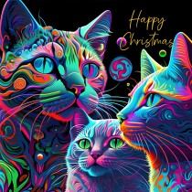 Cat Art Colourful Christmas Square Card (Design 2)