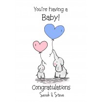 Personalised You're Having a Baby Pregnancy Card (Elephants)