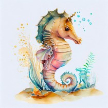 Fantasy Seahorse Art Square Greeting Card Design 3
