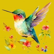 Hummingbird Art Square Greeting Card Design 3