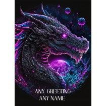 Personalised Fantasy Dragon Art Greeting Card (Birthday, Fathers Day, Any Occasion) Design 3