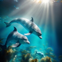 Dolphin Animal Art Blank Greeting Card
