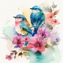 Robin Bird Watercolour Art Blank Greeting Card