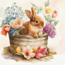 Bunny Rabbit Watercolour Art Blank Greeting Card
