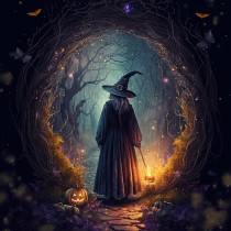 Witch Fantasy Art Blank Greeting Card