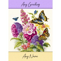 Personalised Butterfly Art Greeting Card (Birthday, Fathers Day, Any Occasion)