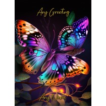 Personalised Butterfly Colourful Art Greeting Card (Birthday, Fathers Day, Any Occasion)