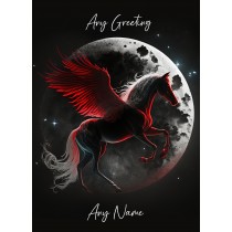 Personalised Winged Horse Colourful Art Fantasy Greeting Card (Birthday, Fathers Day, Any Occasion)