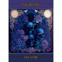 Personalised Gothic Skull Colourful Art Fantasy Greeting Card (Birthday, Fathers Day, Any Occasion)