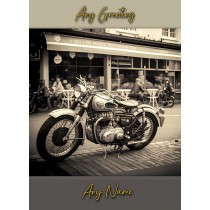 Personalised Vintage Classic Motorbike Greeting Card (Birthday, Fathers Day, Any Occasion) 3