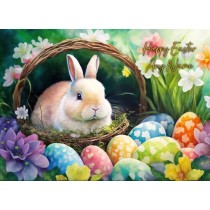 Personalised Easter Bunny Rabbit Art Greeting Card (Any Name) 3