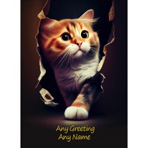 Personalised Cat Art Greeting Card (Birthday, Fathers Day, Any Occasion) 3