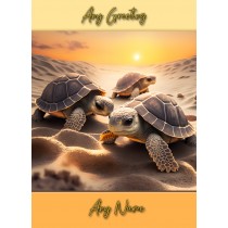 Personalised Turtle Beach Art Greeting Card (Birthday, Fathers Day, Any Occasion) 3
