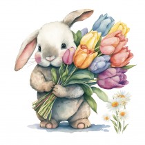 Bunny Rabbit Watercolour Square Blank Card 3