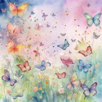 Pastel Butterfly Watercolour Square Blank Card 3