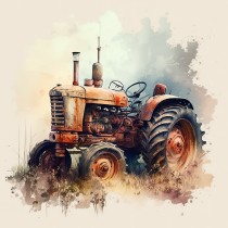 Tractor Art Square Blank Card 3