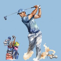 Golf Watercolour Art Square Blank Card