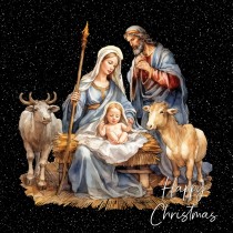 Nativity Scene Christmas Square Card (Design 3)