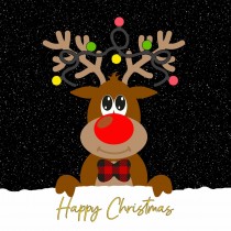 Reindeer Cartoon Christmas Square Card (Design 3)