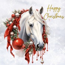 Horse Art Christmas Square Card (Design 3)