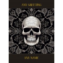 Personalised Fantasy Art Skull Greeting Card (Design 17)