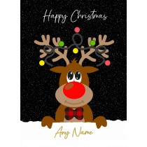Personalised Reindeer Cartoon Christmas Card (Design 3)