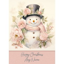 Personalised Snowman Art Christmas Card (Design 3)