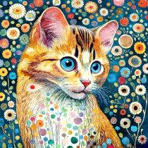 Cat Art Colourful Blank Square Greeting Card (Design 3)
