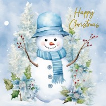 Snowman Art Christmas Greeting Card (Design 3)