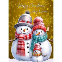 Personalised Snowman Art Greeting Card (Design 8)