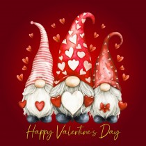 Valentines Day Square Greeting Card (Gnome, Design 3)
