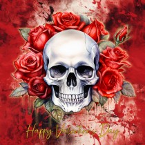 Valentines Day Square Greeting Card (Fantasy Skull, Design 3)