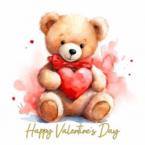 Valentines Day Square Greeting Card (Cuddly Bear, Design 3)