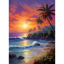 Tropical Beach Scenery Art Fathers Day Card (Design 3)