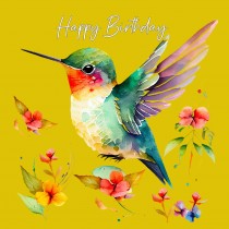 Hummingbird Art Square Birthday Card Design 3
