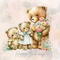 Cute Bear Art Square Birthday Card Design 3